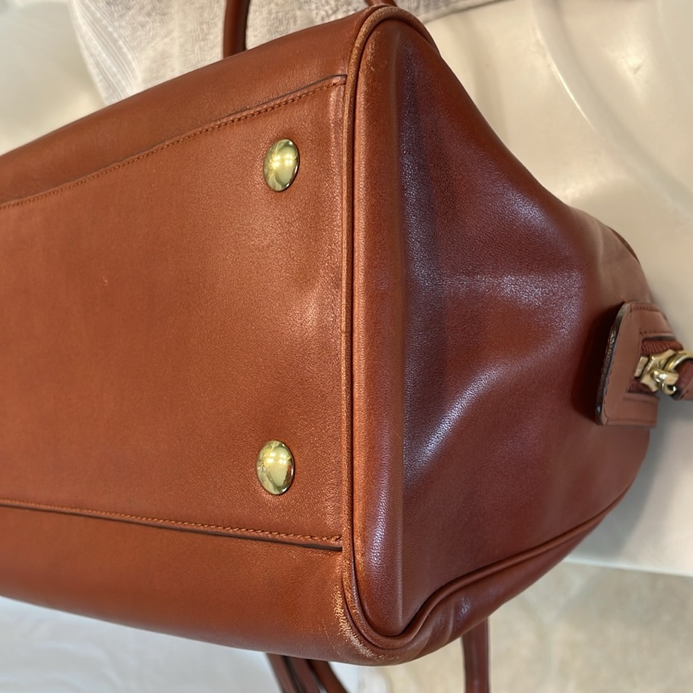 Coach Brown Leather Satchel with Tassel - Picture 7 of 16